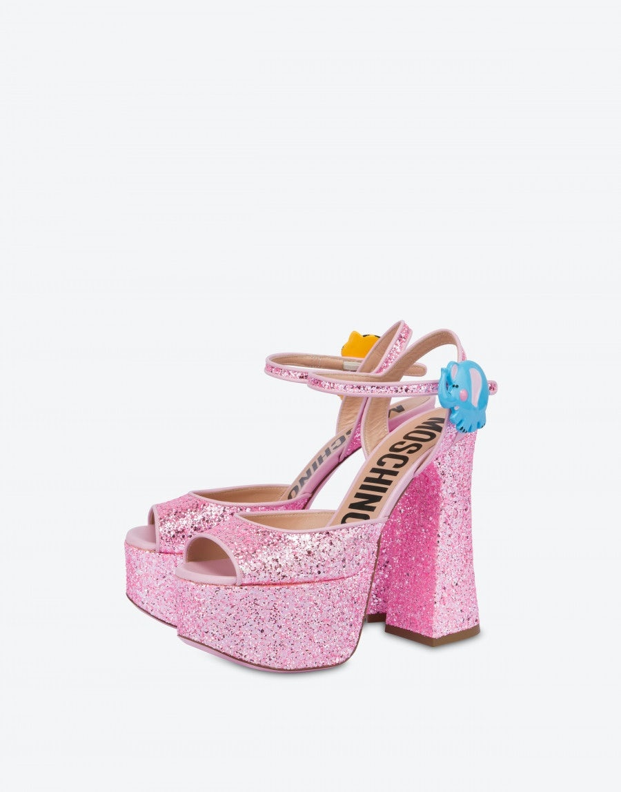 HIGH-HEELED GLITTER SANDALS WITH PLATFORM - 1