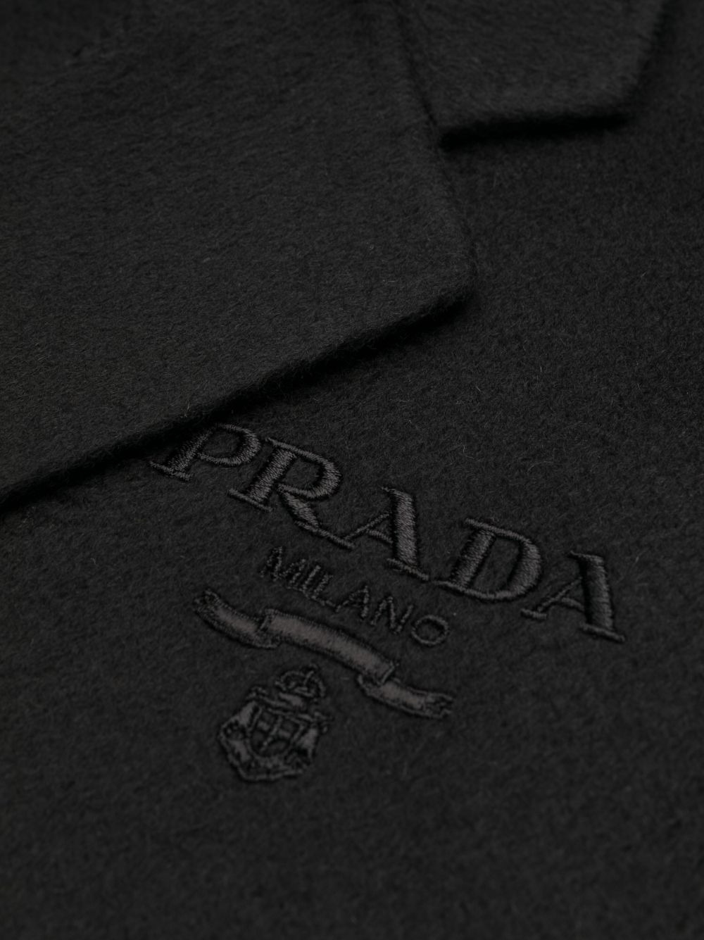 logo-embroidered cashmere coat - 7