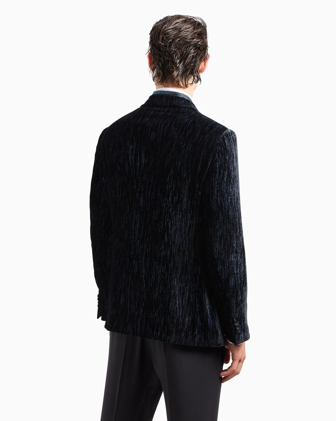 Soho line single-breasted tuxedo jacket in rhinestoned velvet - 3