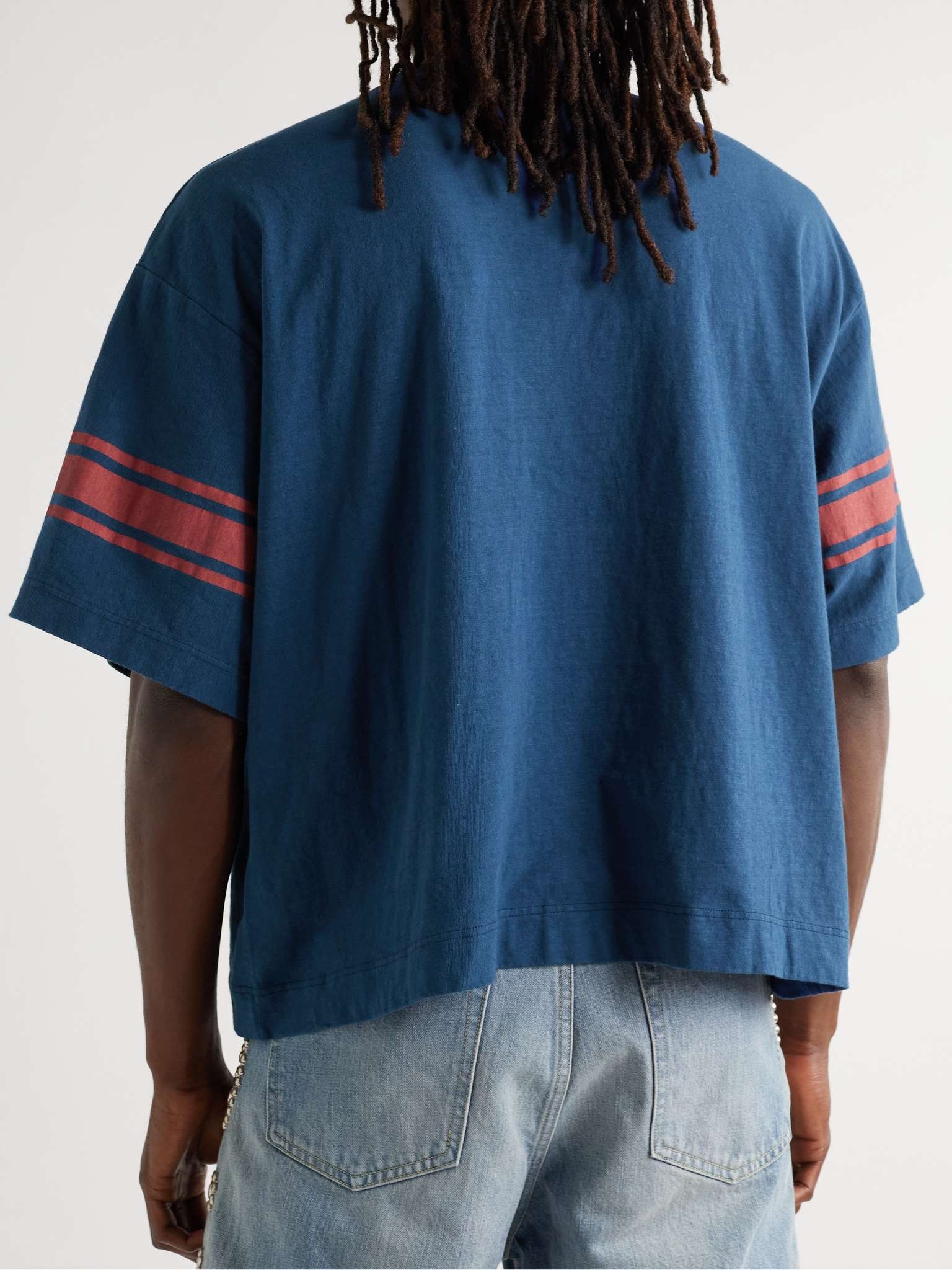 Striped Printed Cotton-Jersey T-Shirt - 4