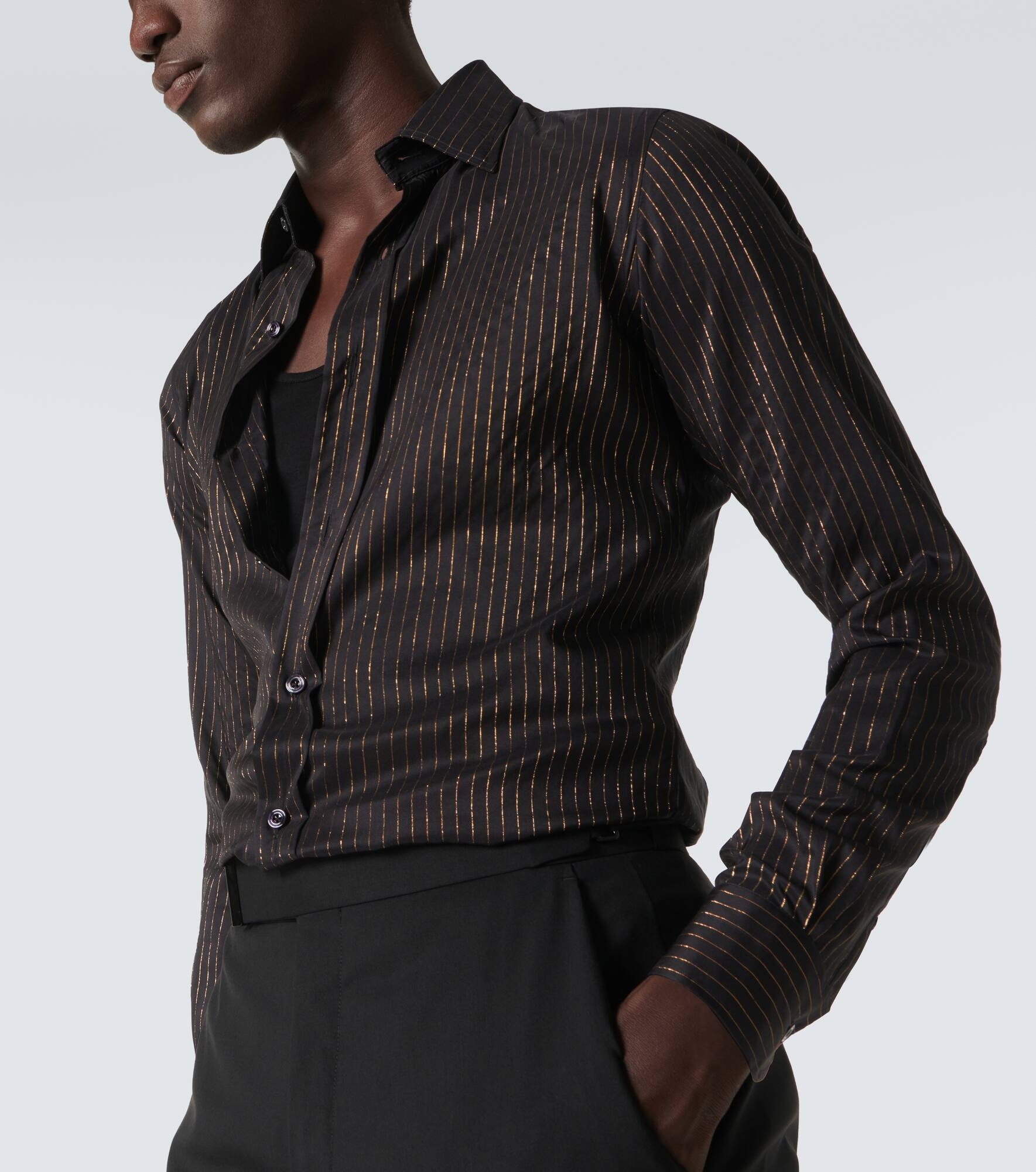 Pinstripe silk shirt - 5