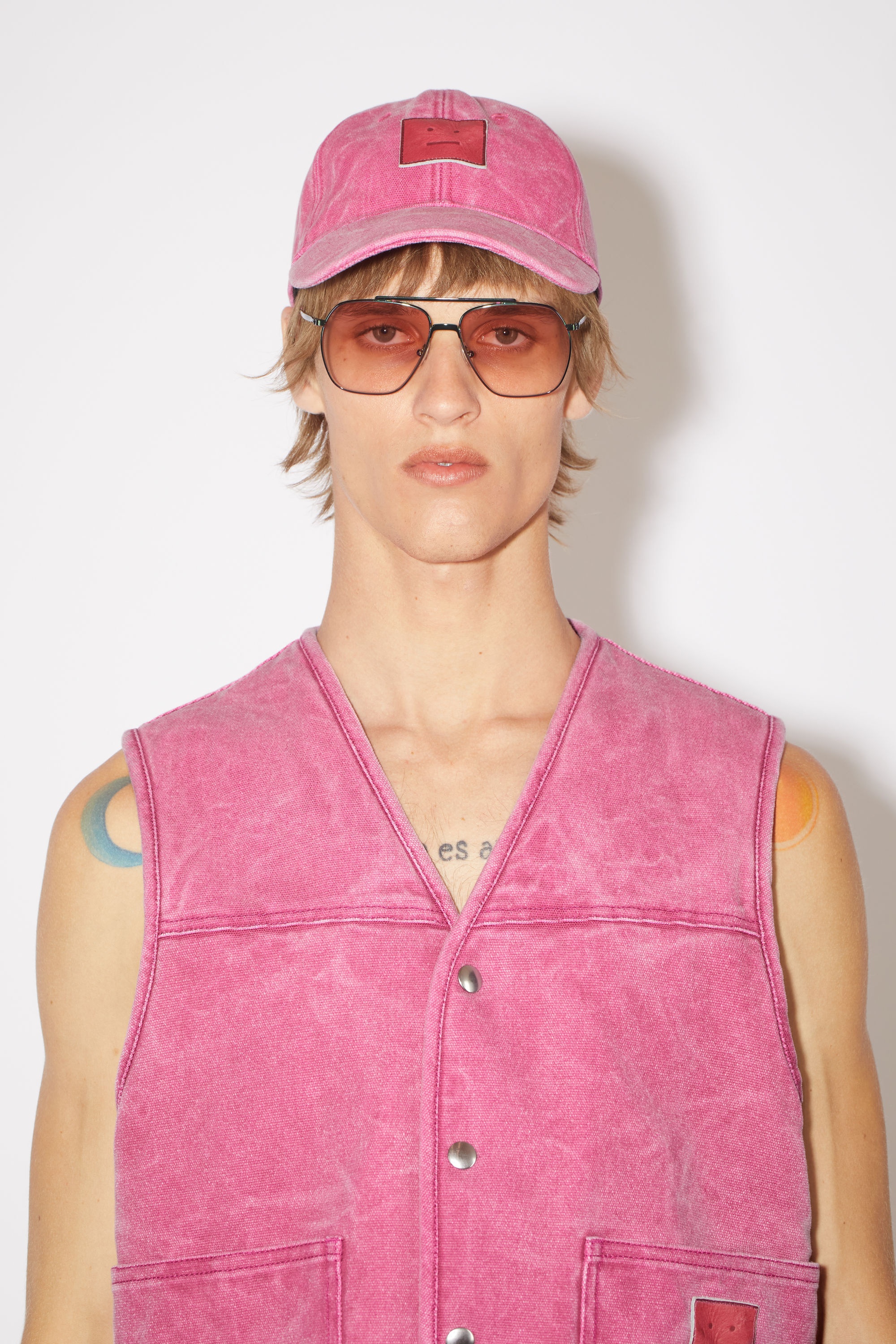 Cotton canvas vest jacket - Fuchsia pink - 5