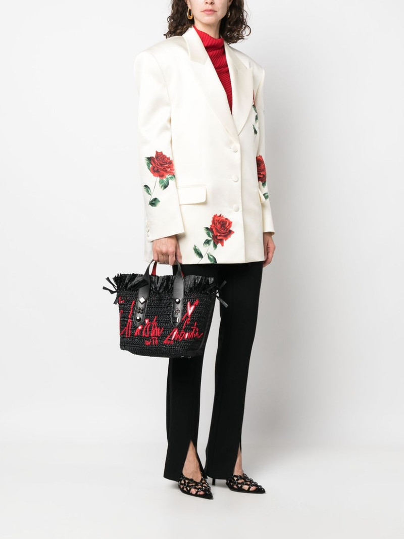 Christian Louboutin small Frangibus raffia tote bag outlook