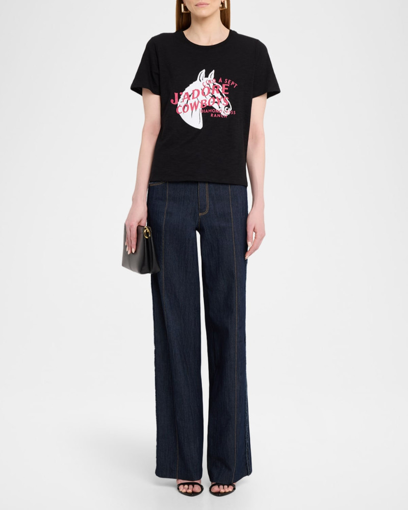 Cinq à Sept J'adore Cowboys Embellished Shrunken Tee outlook
