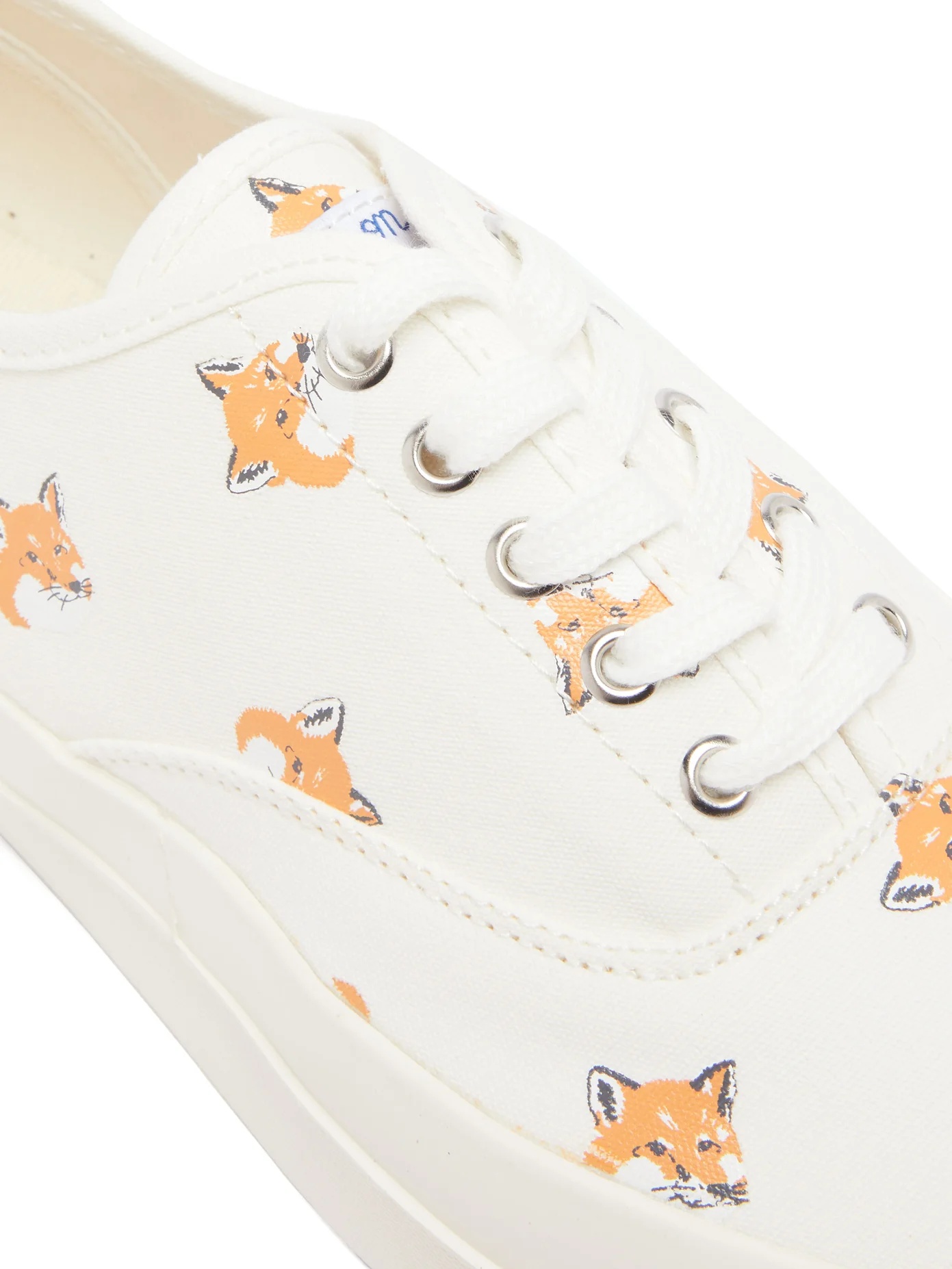 Fox Head-print cotton-canvas trainers - 6