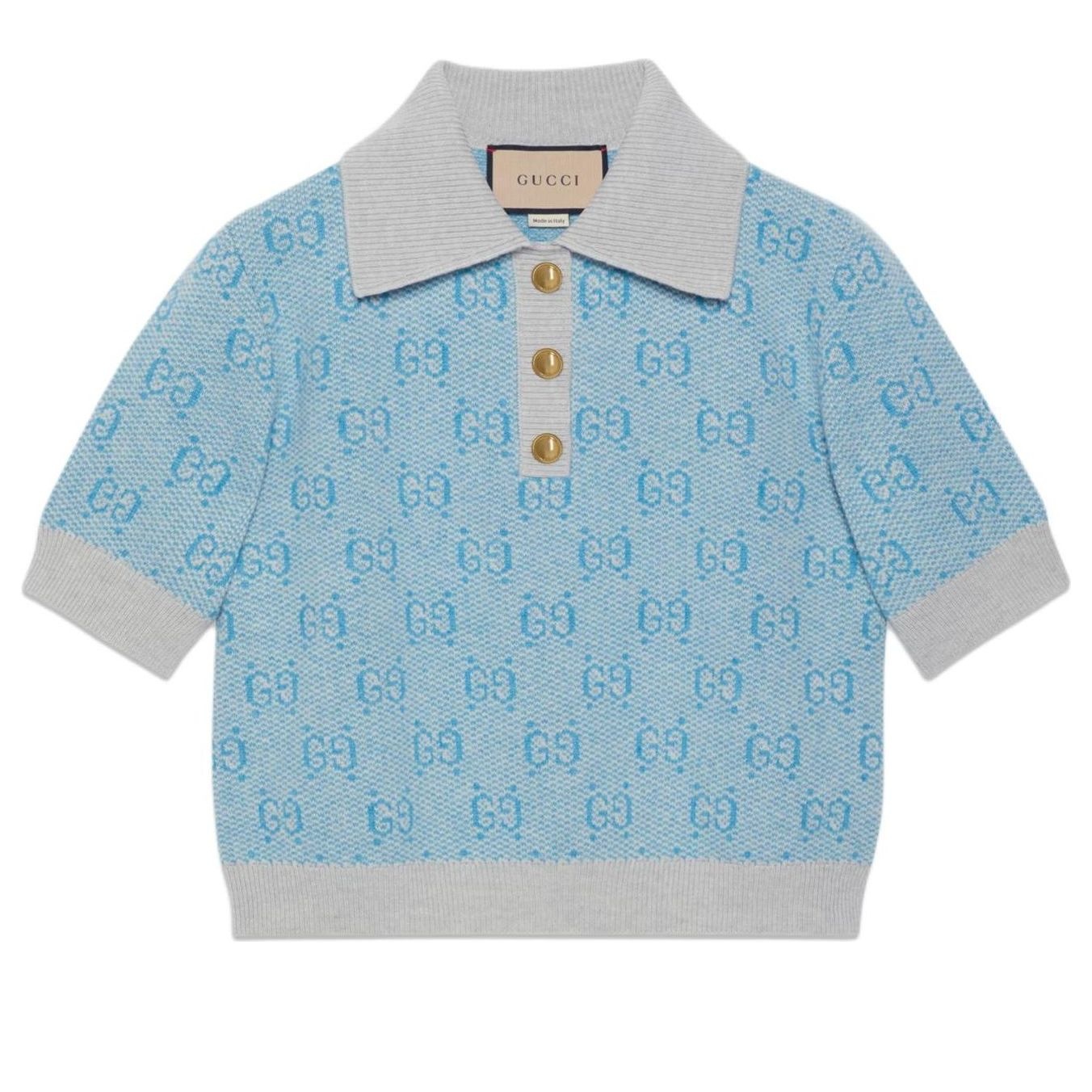 (WMNS) Gucci GG Wool Jacquard Polo 'Light Blue' 773631-XKDK5-4576 - 1