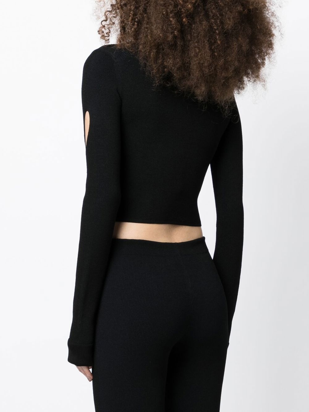 cut out-detail cropped knitted top - 5
