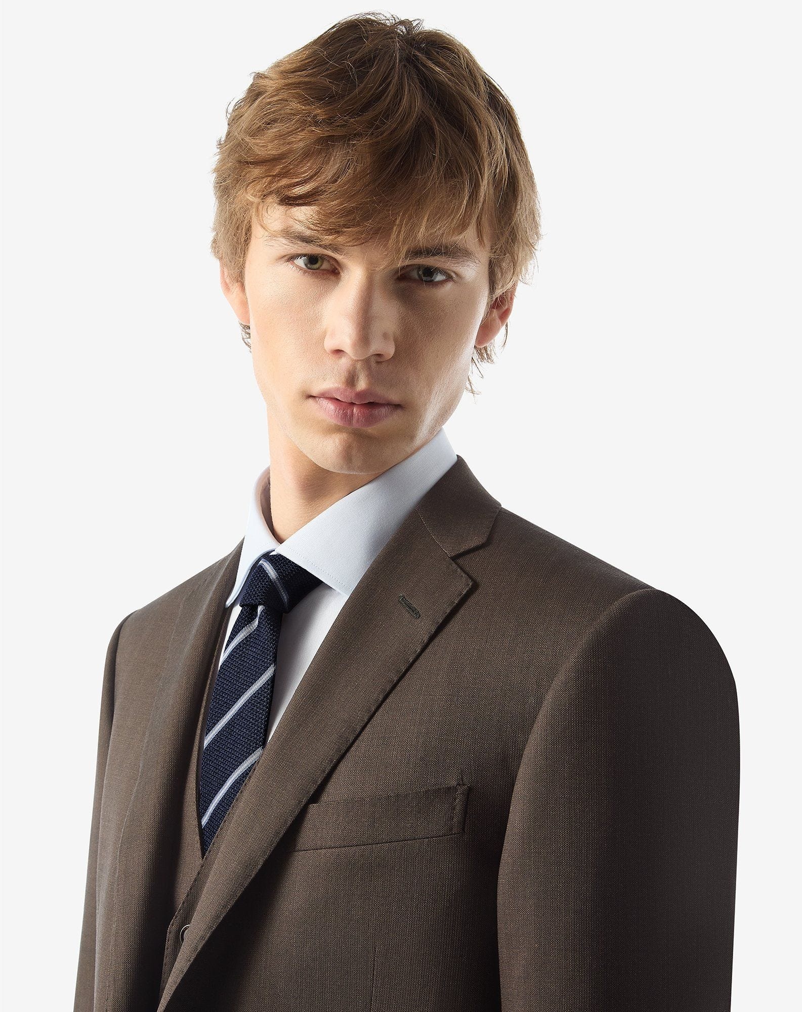 Regimental blue brushed silk tie - 2