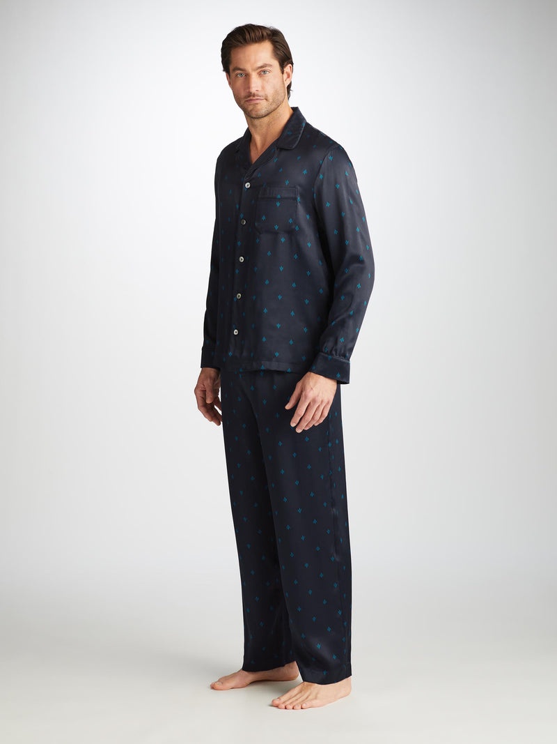 Men's Pyjamas Brindisi 106 Silk Satin Navy - 3