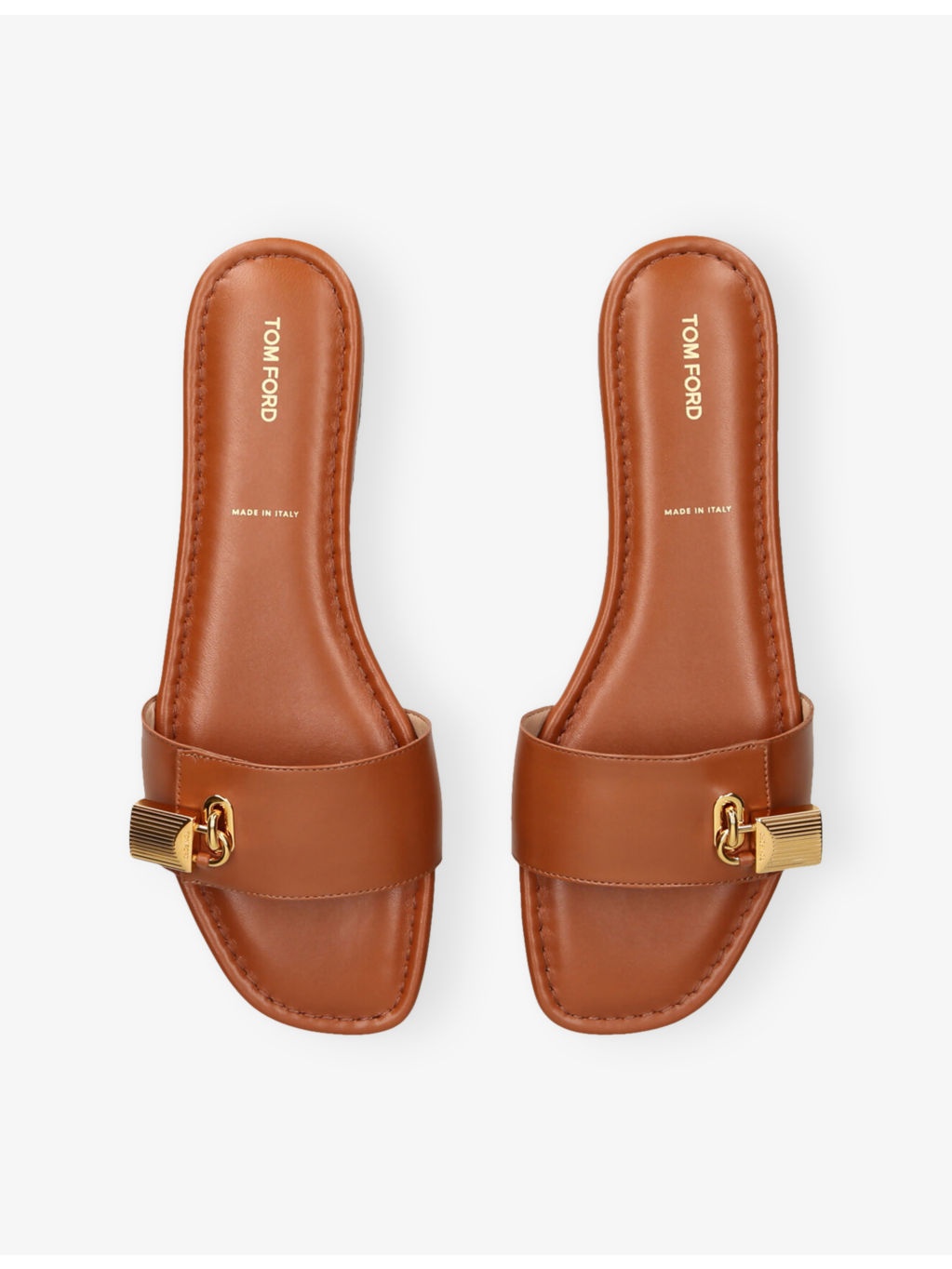 Padlock Leather Flat Slides - 2