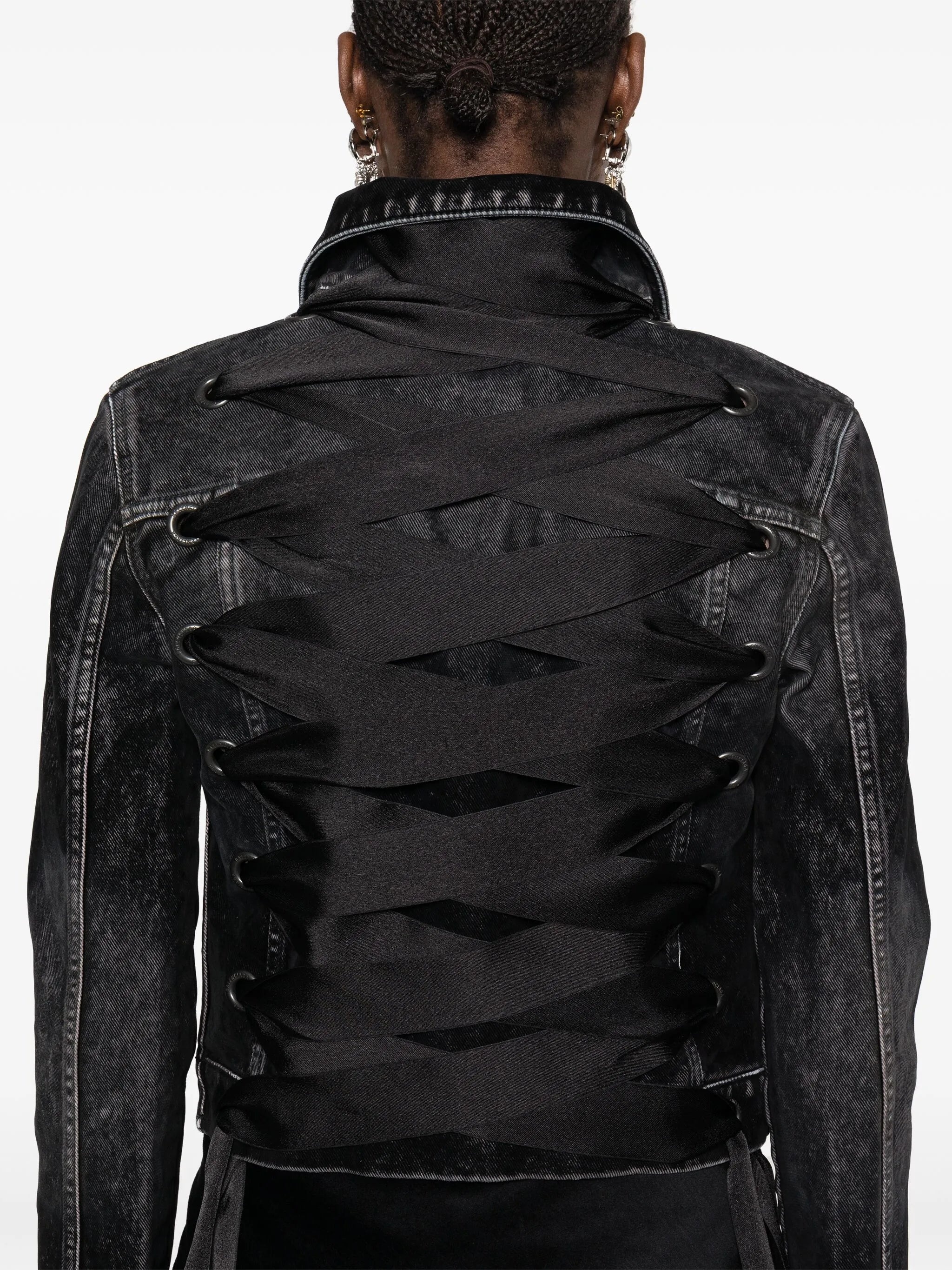 Lace-up Denim Jacket - 5