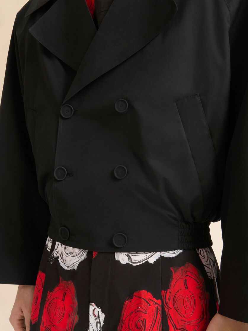 BLACK POPLIN DOUBLE-BREASTED JACKET - 5