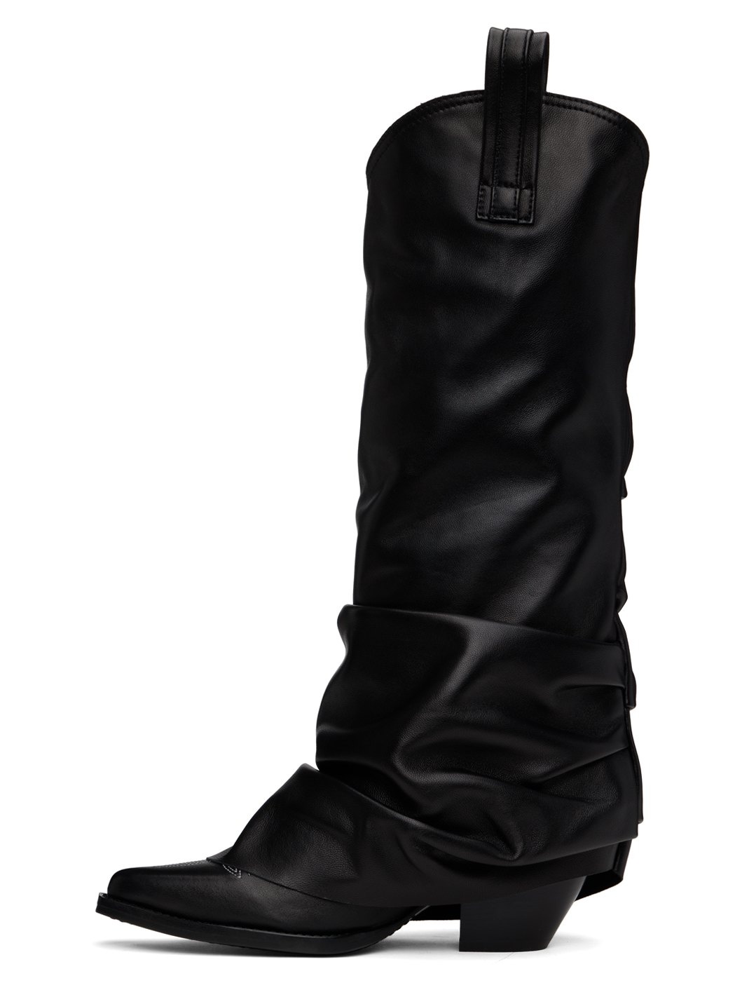 Black Mid Cowboy Sleeve Boots - 3