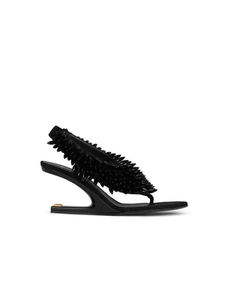 No Wedge beaded suede sandals 1