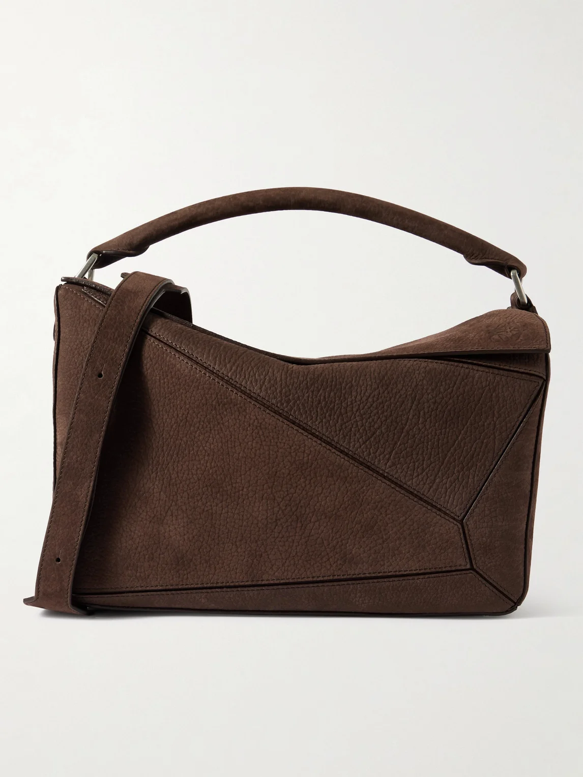 Puzzle Edge Large Logo-Debossed Nubuck Messenger Bag - 1