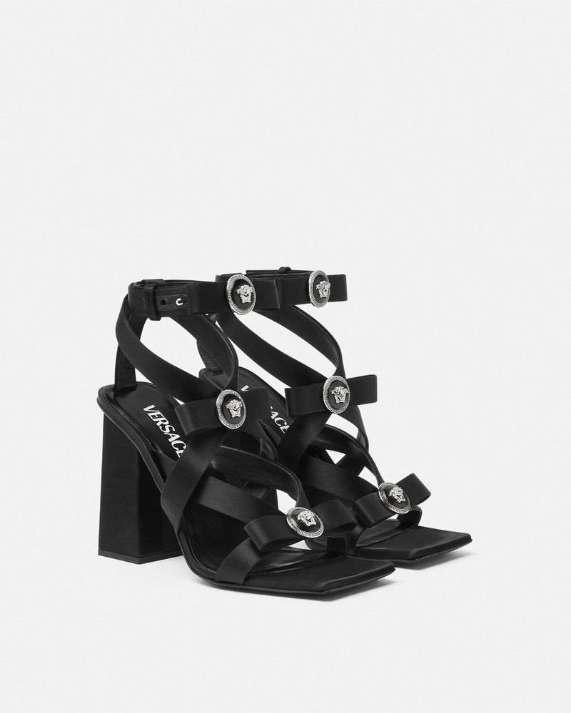 VERSACE Gianni Ribbon Satin Cage Sandals 105 mm outlook