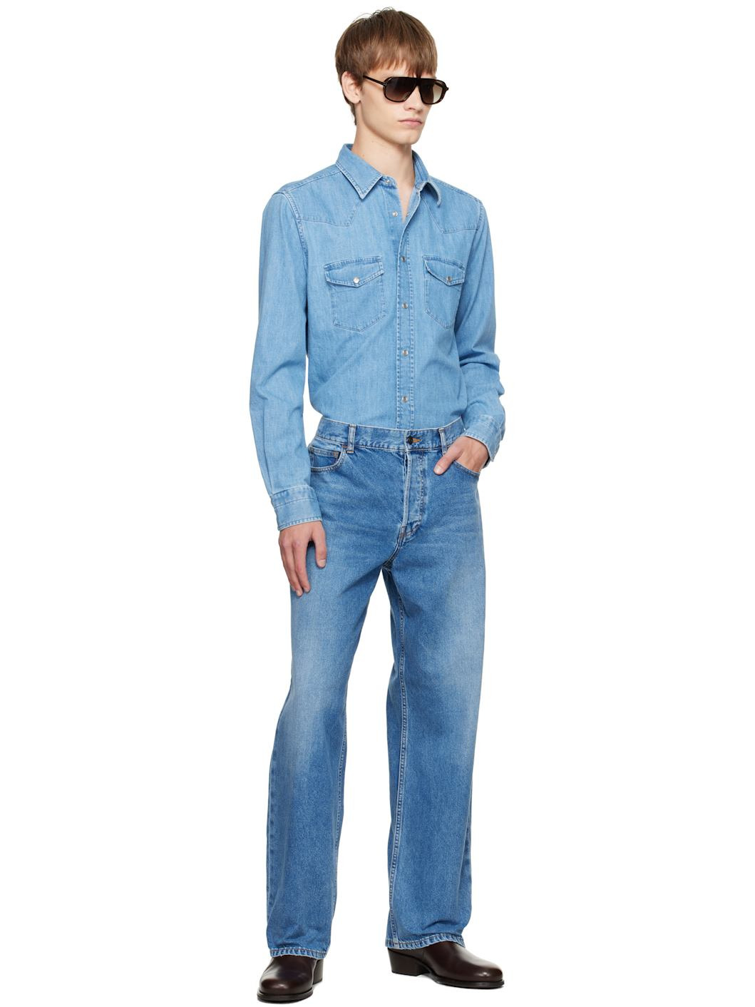 Blue Western Denim Shirt - 5