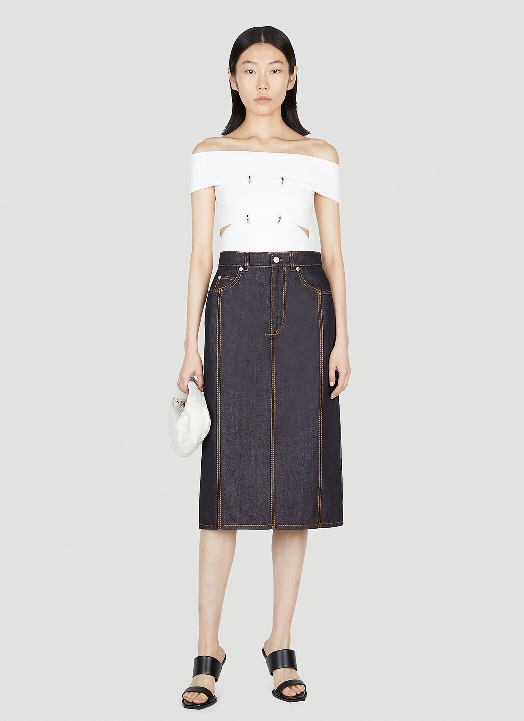 Contrast Stitching Denim Skirt - 2