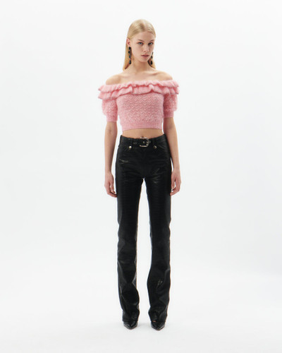 Alessandra Rich MOHAIR LACE KNIT OFF THE SHOULDER TOP outlook