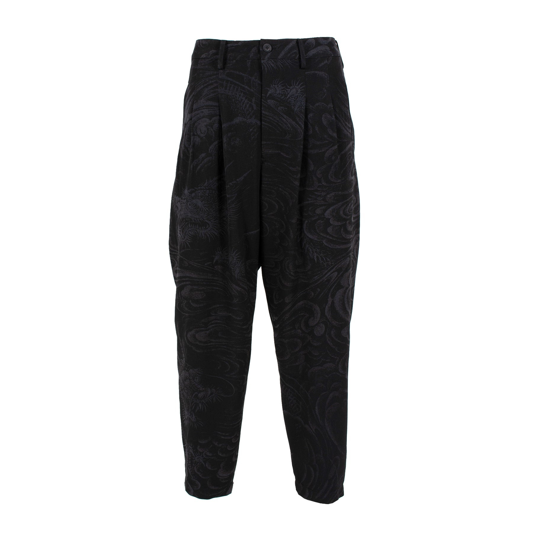 Dragon discharge print pants / BLK - 1