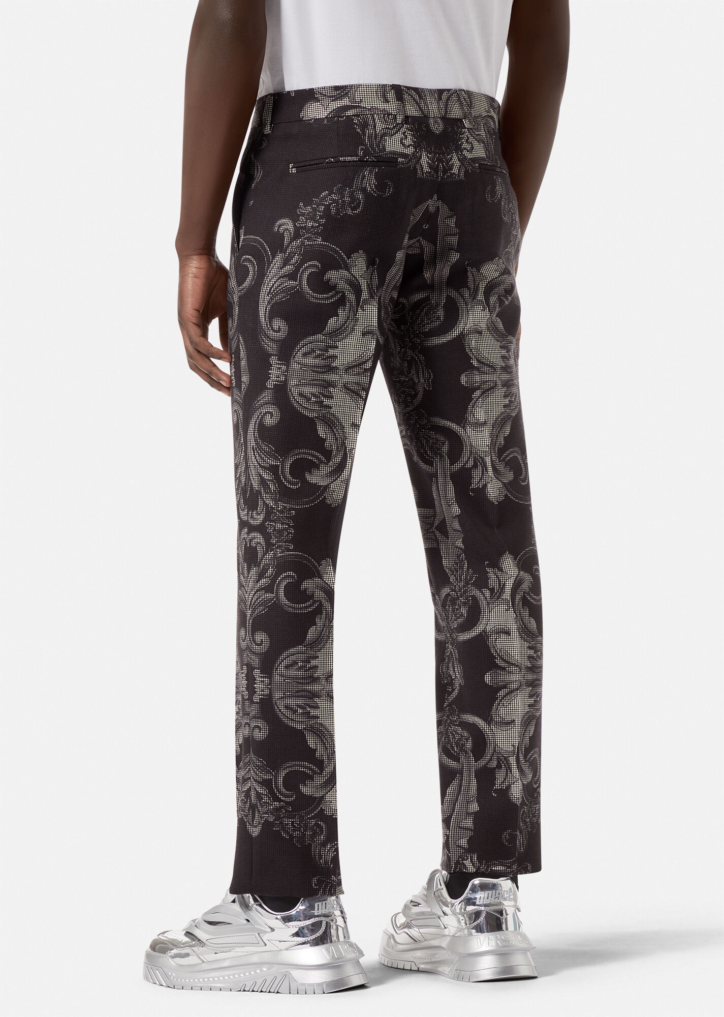 Silver Baroque Wool Trousers - 4