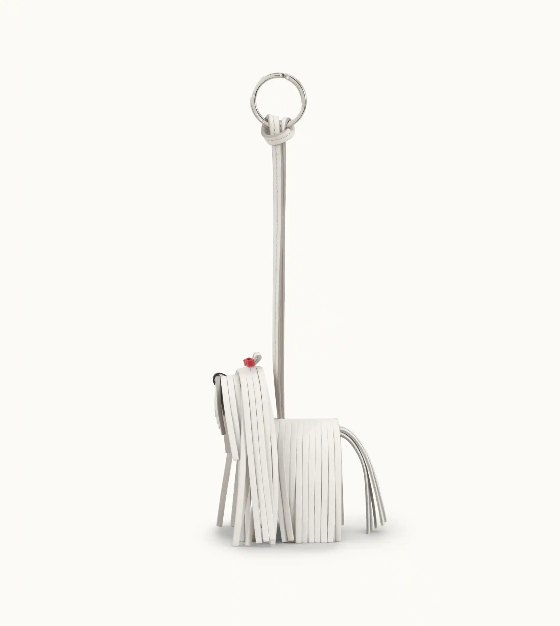 KEY HOLDER IN LEATHER - OFF WHITE, RED - 1