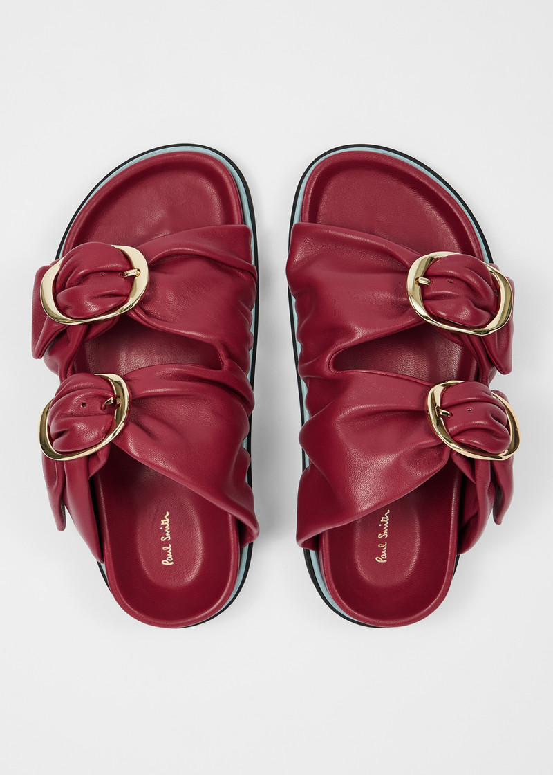 Women's Burgundy 'Camolin' Double Strap Mule Sandals 5