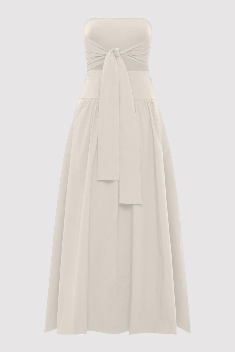 ST. AGNI Gathered Strapless Tie Back Dress - Creme outlook