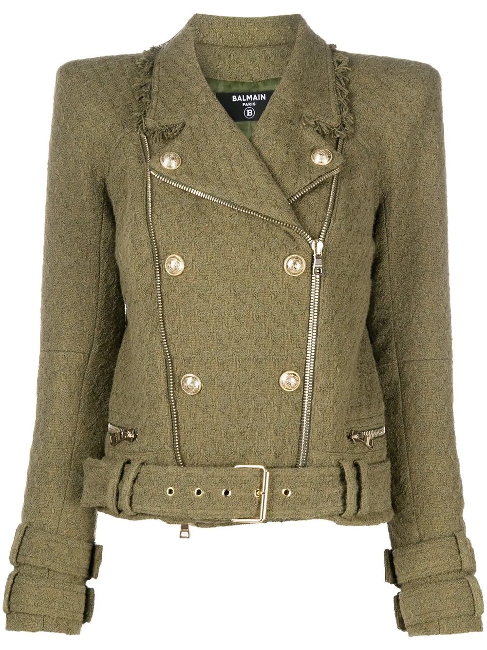 tweed biker jacket - 1