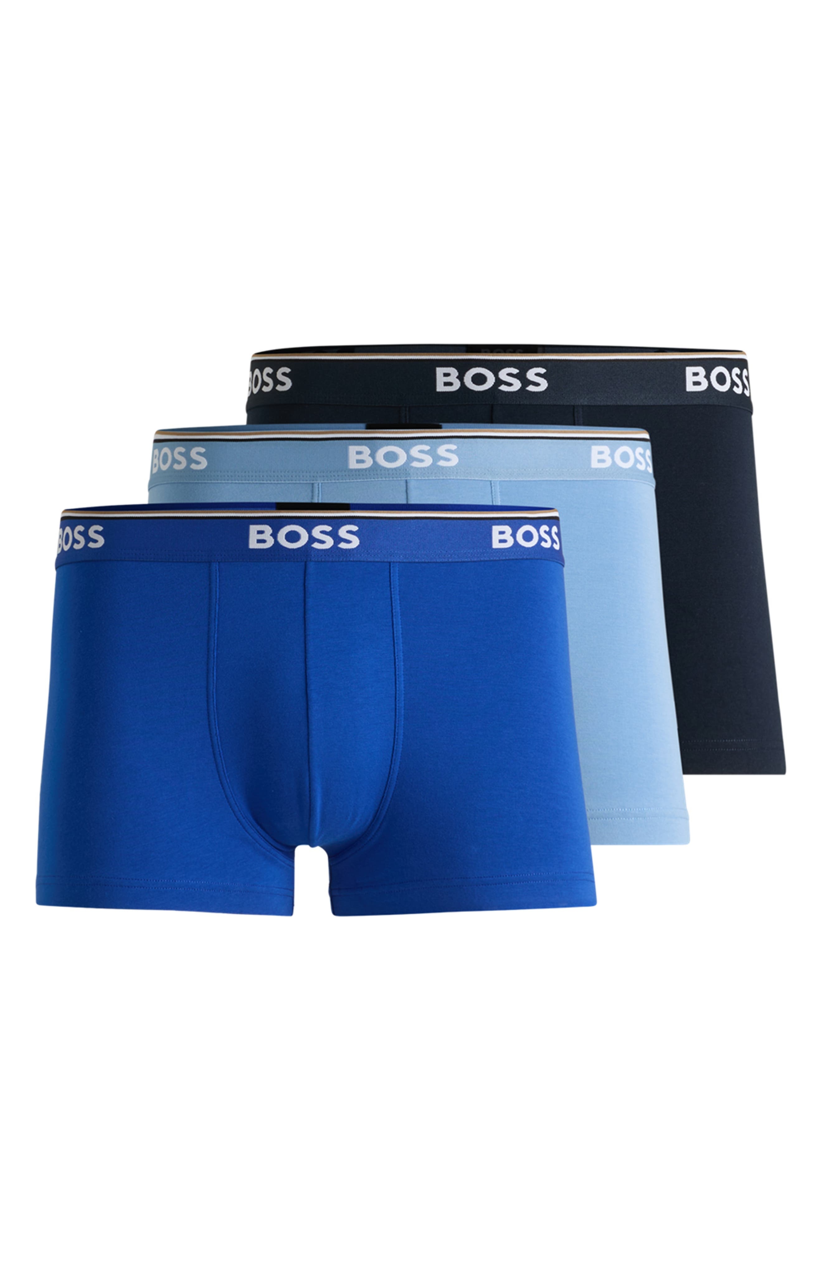 BOSS Assorted 3-Pack Power Stretch Cotton Trunks in Blue Multi at Nordstrom - 3