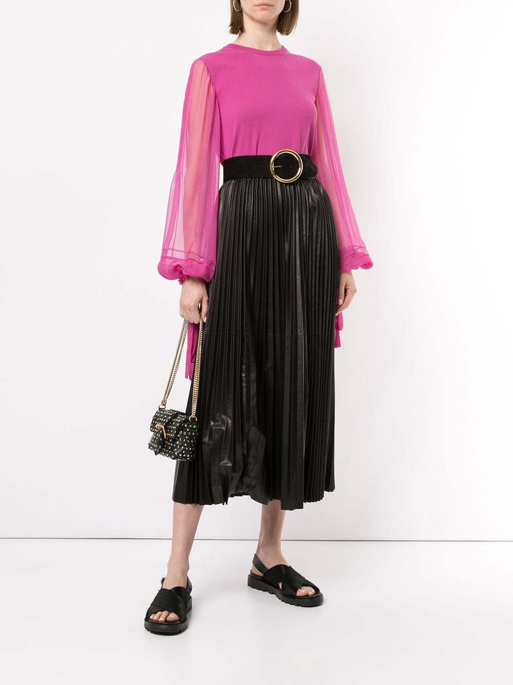 pleated leather skirt - 2