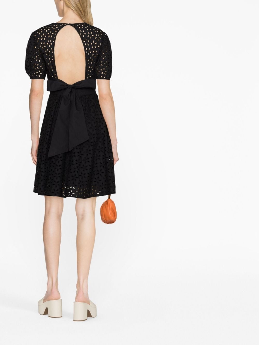 broderie-anglaise cotton short dress - 2