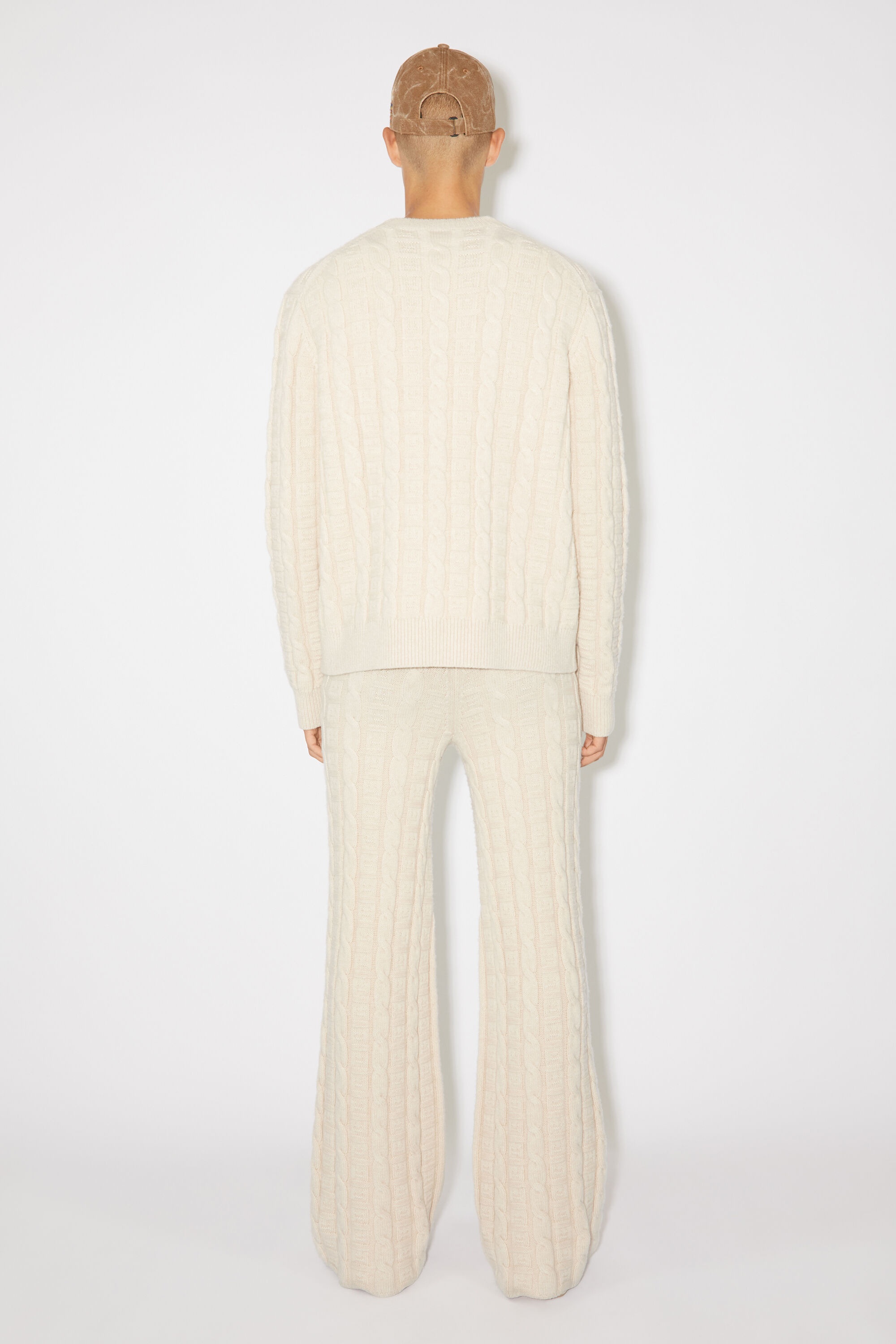 Cable wool trousers - Oatmeal melange - 3