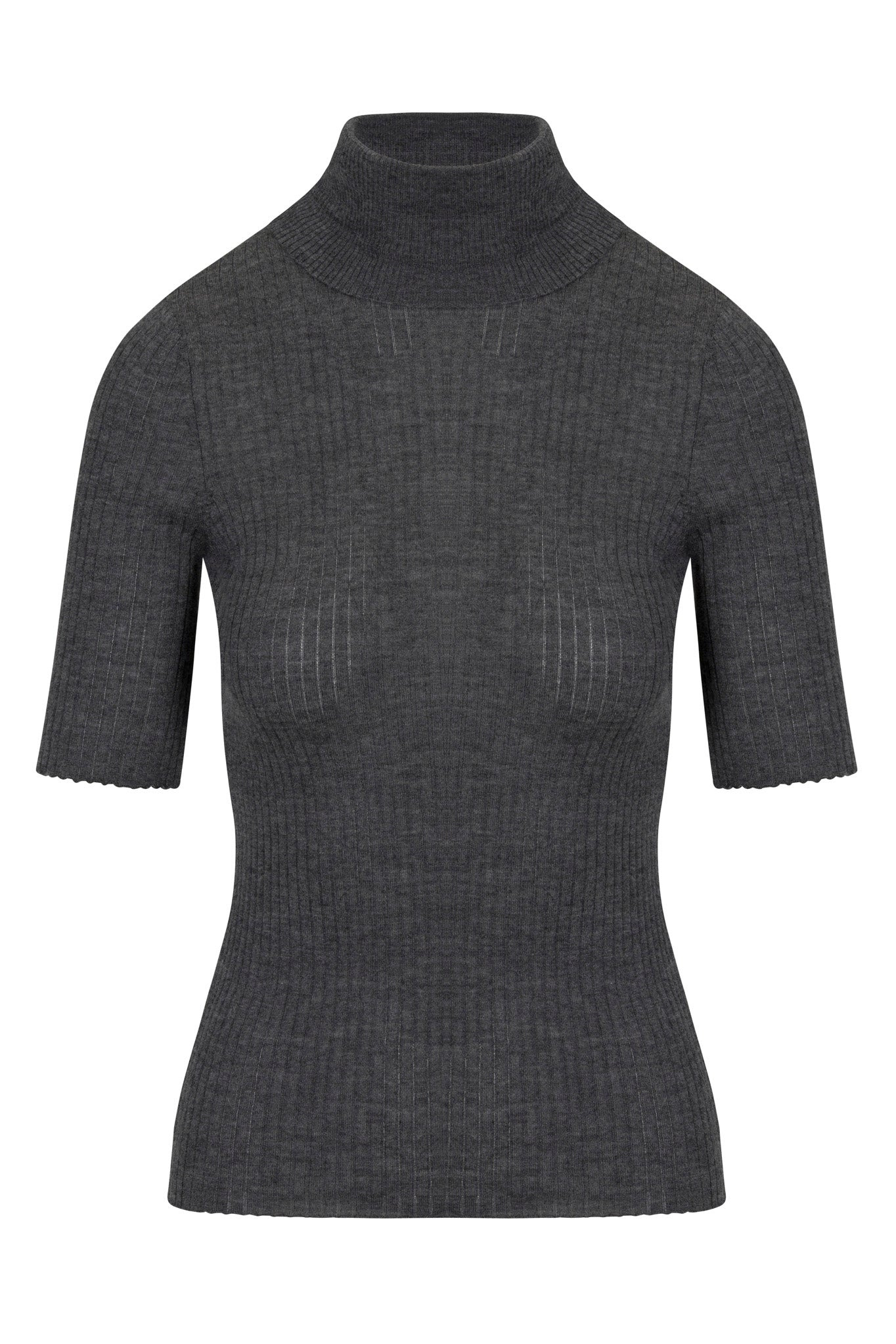 CHARCOAL CASHMERE TURTLENECK - 4