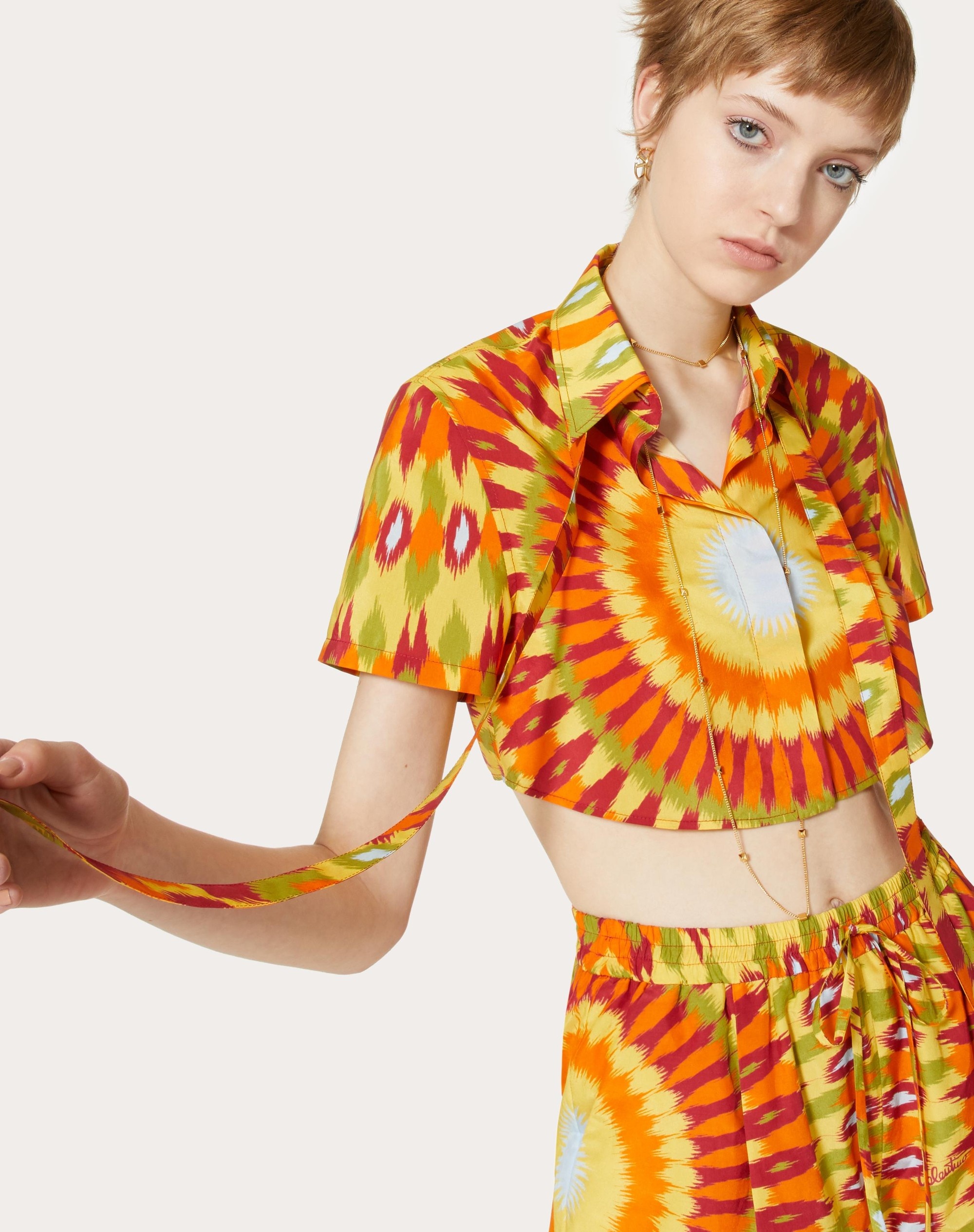 POPLIN SHIRT WITH ROUND RAIN PRINT - 5