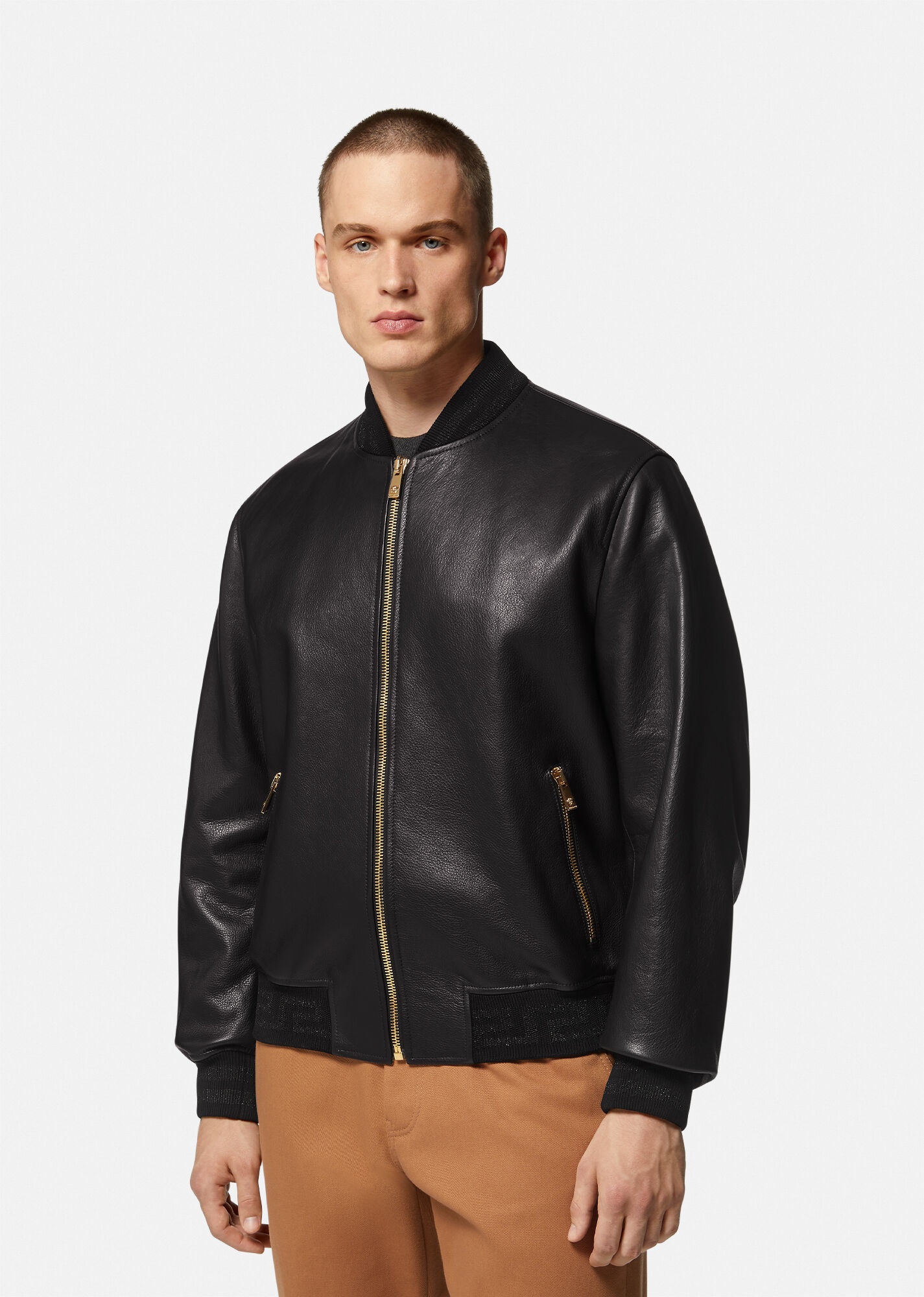 Greca Leather Bomber Jacket - 3