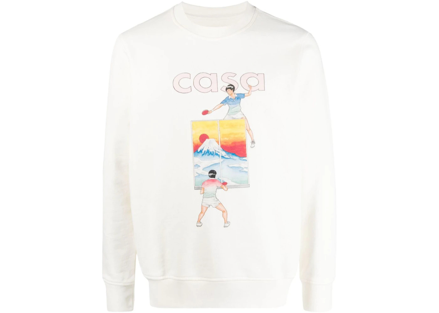Casablanca Fuji Table Tennis Crewneck Sweatshirt White - 1
