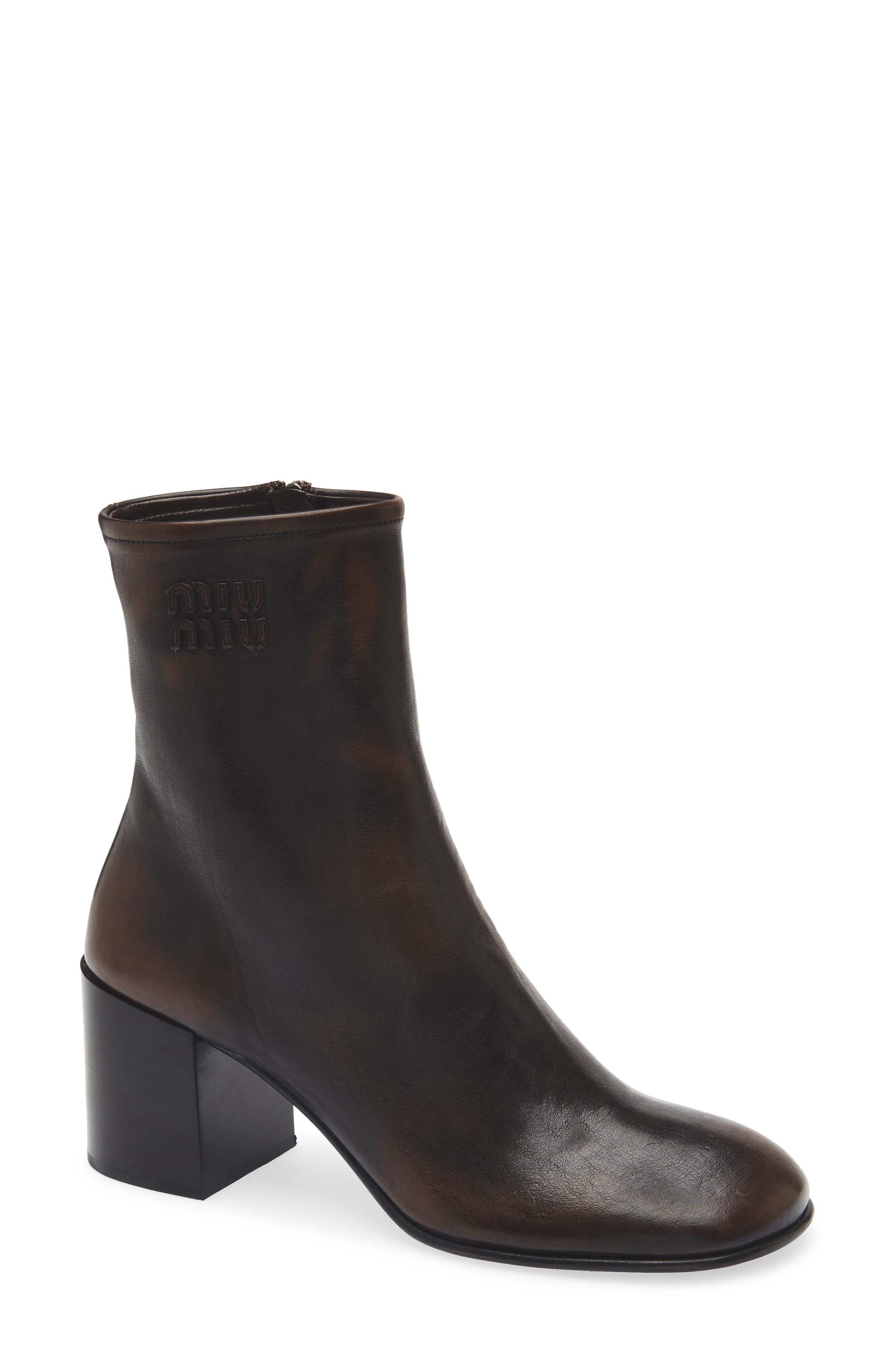 Miu Miu Block Heel Bootie in Moro at Nordstrom - 1