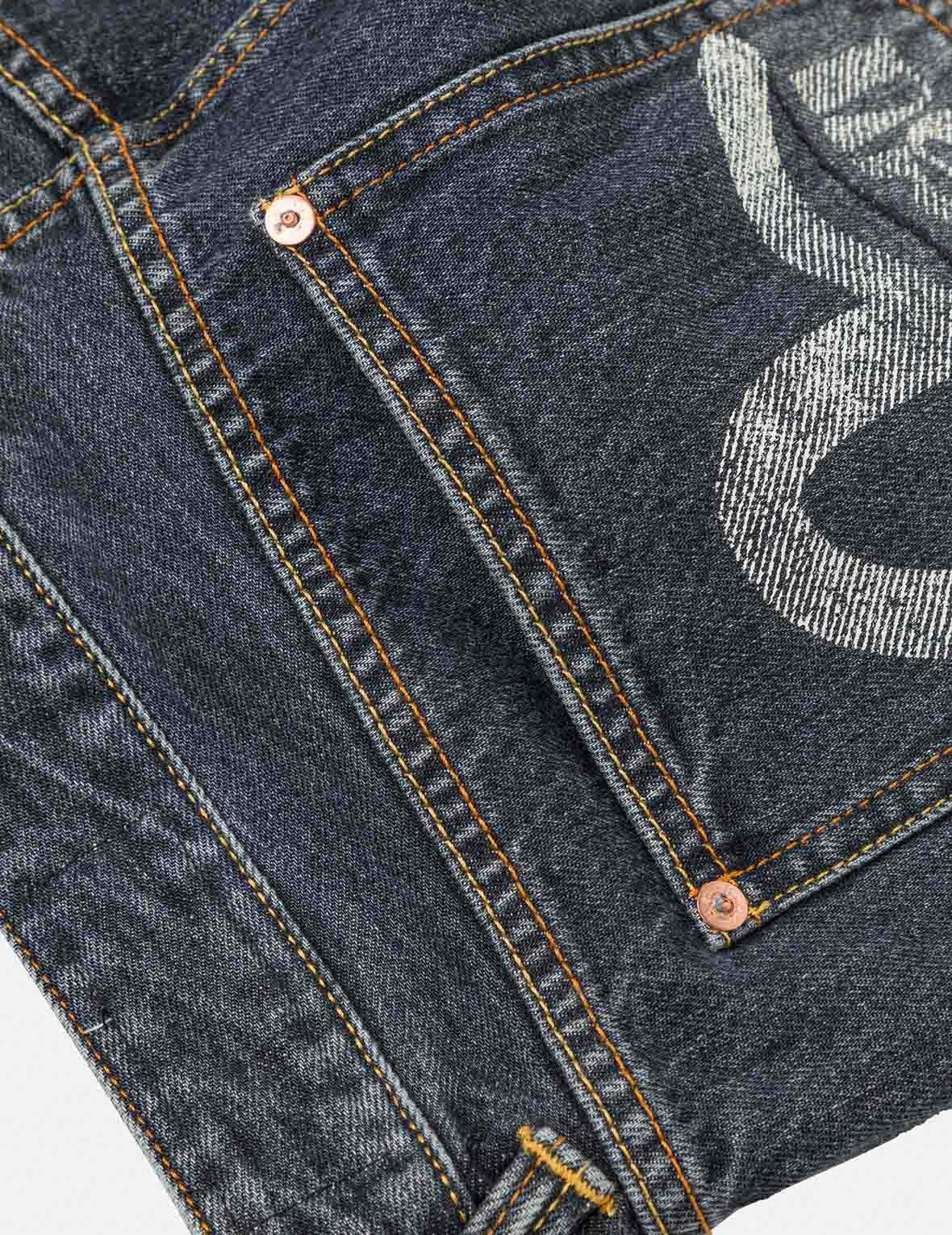 Seagull Print Pockets Oversized Worker Denim Shorts - 9