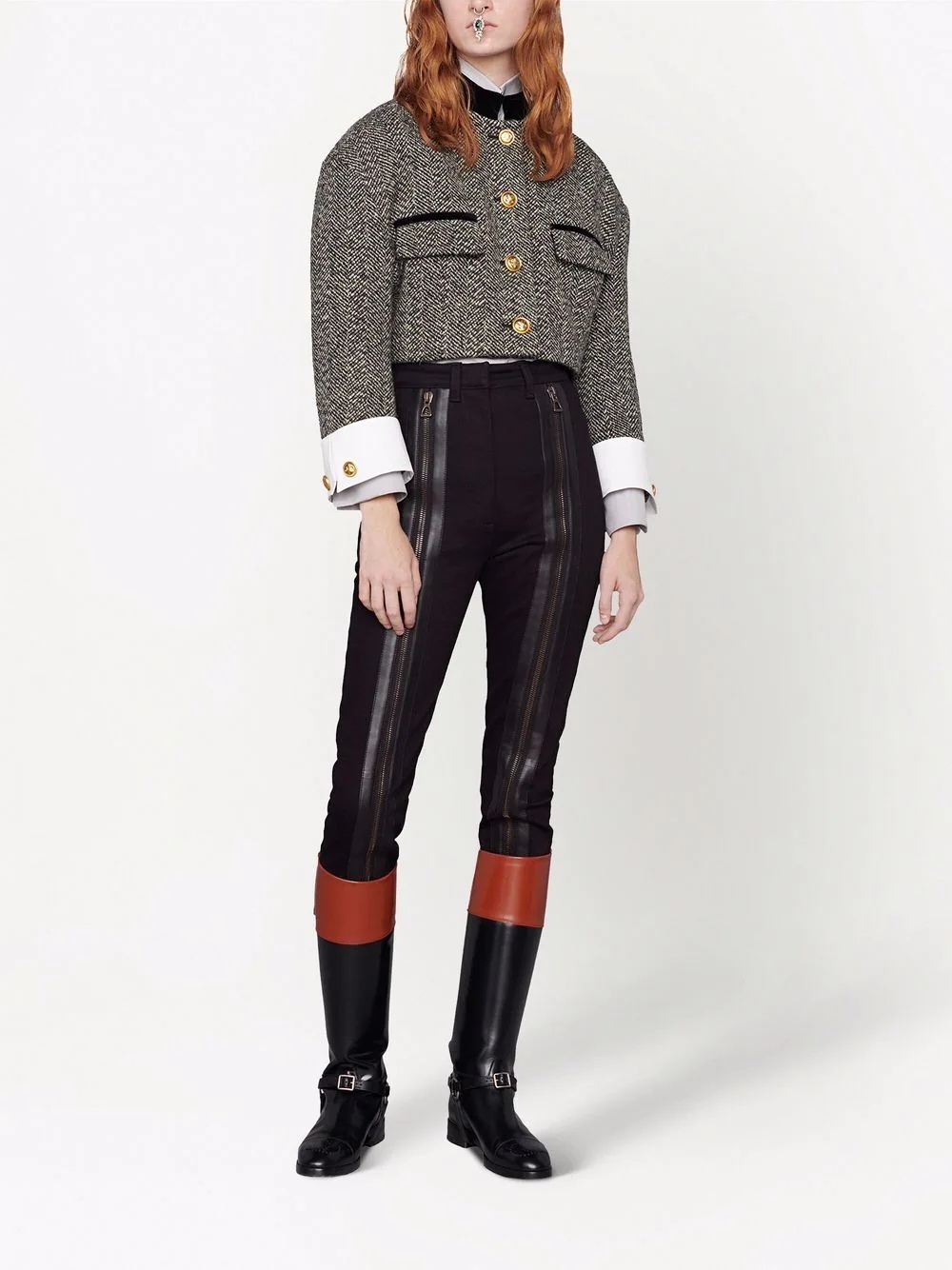 zip-detail stirrup trousers - 2
