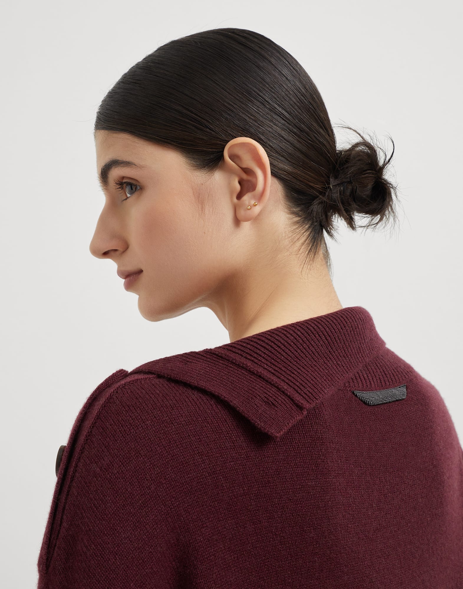 Cashmere cropped turtleneck sweater with shiny detail - 3