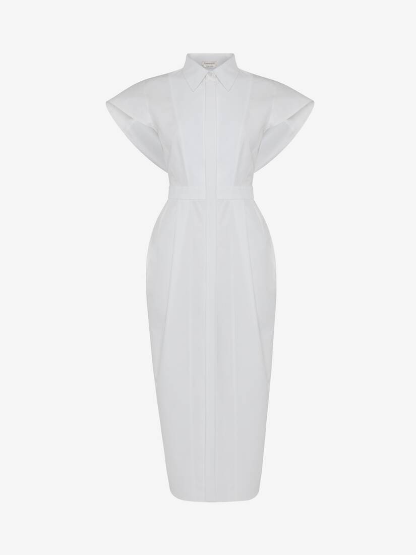 Women's Pencil Shirt Dress in Optic White - 1