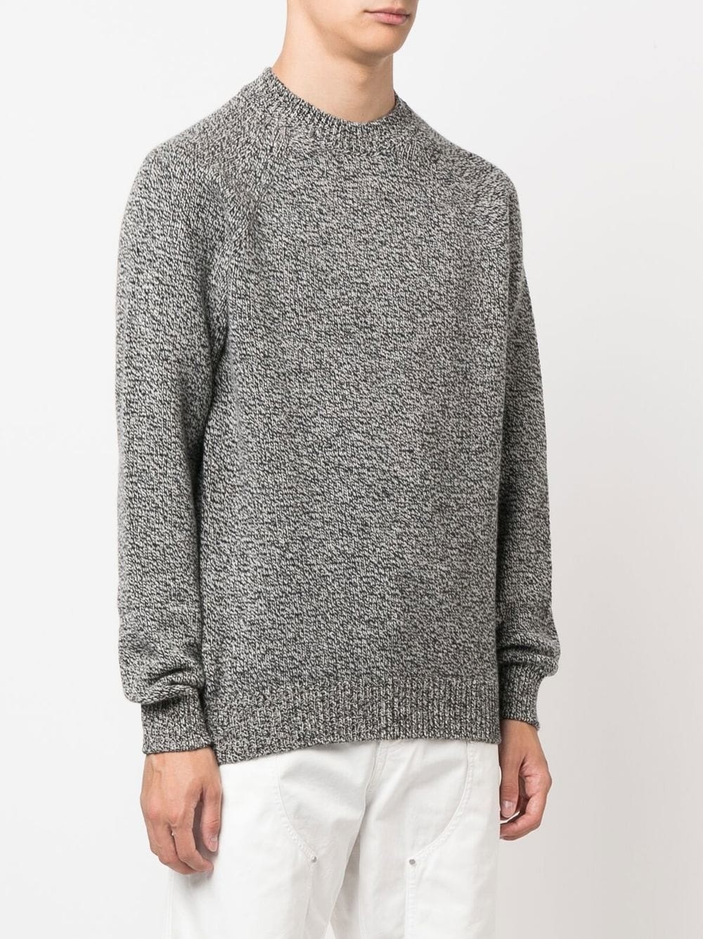 melange-knit design jumper - 3