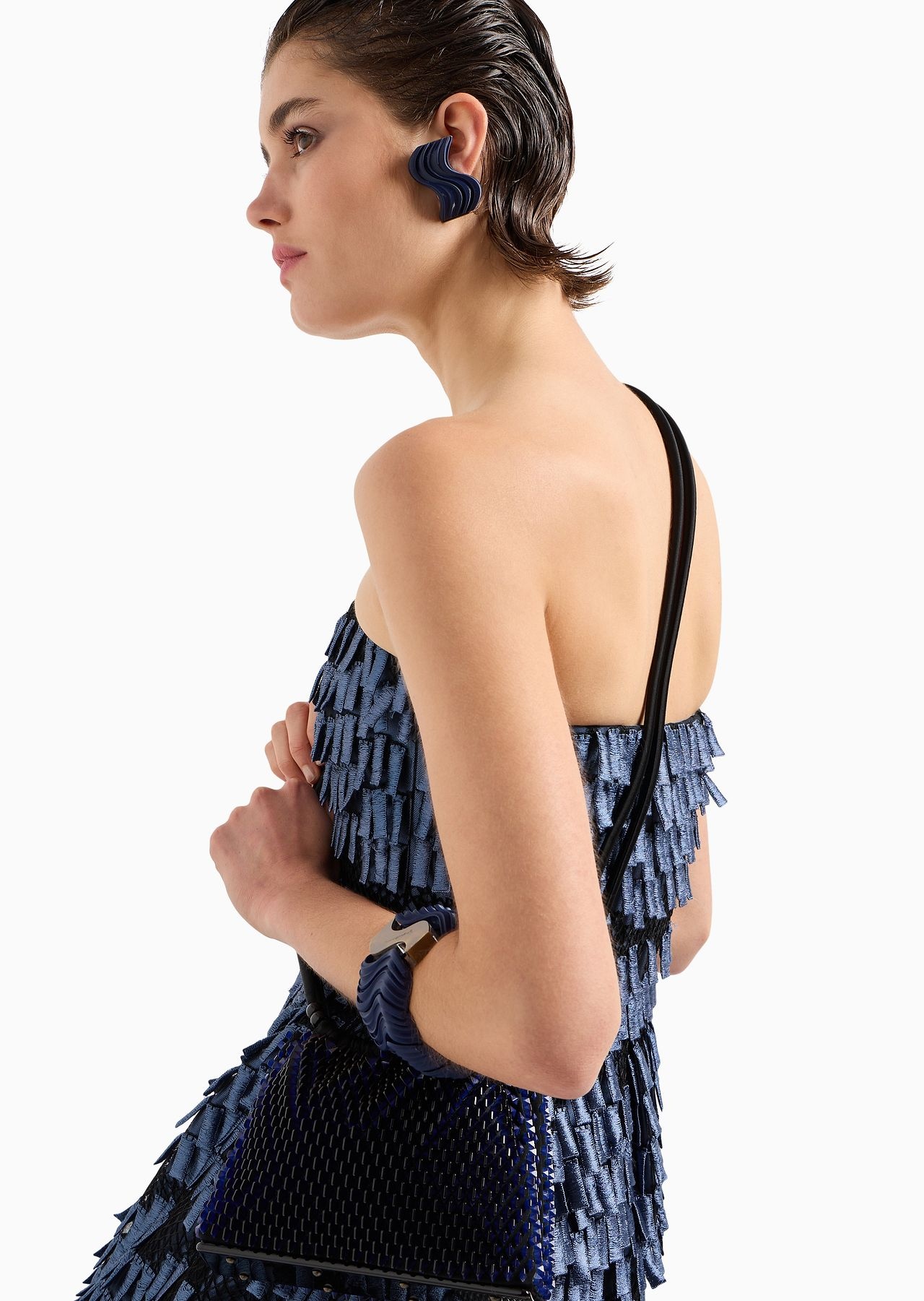Long bustier dress in a viscose blend with fringe-effect embroidery - 5