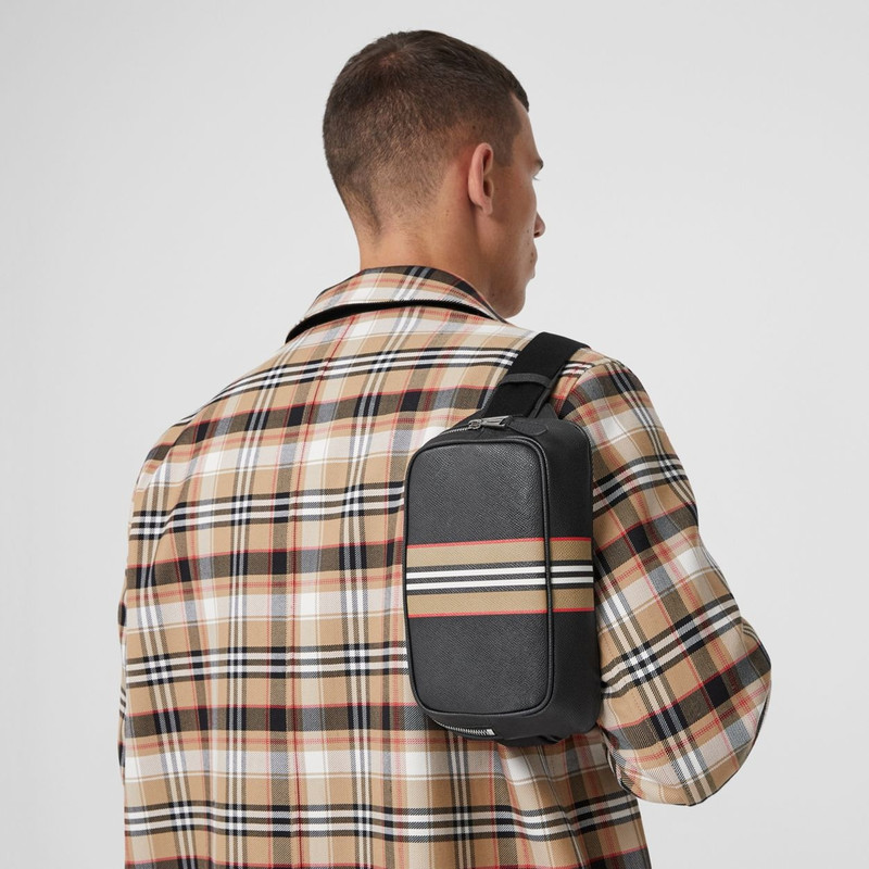 Icon Stripe Print Grainy Leather Bum Bag 12