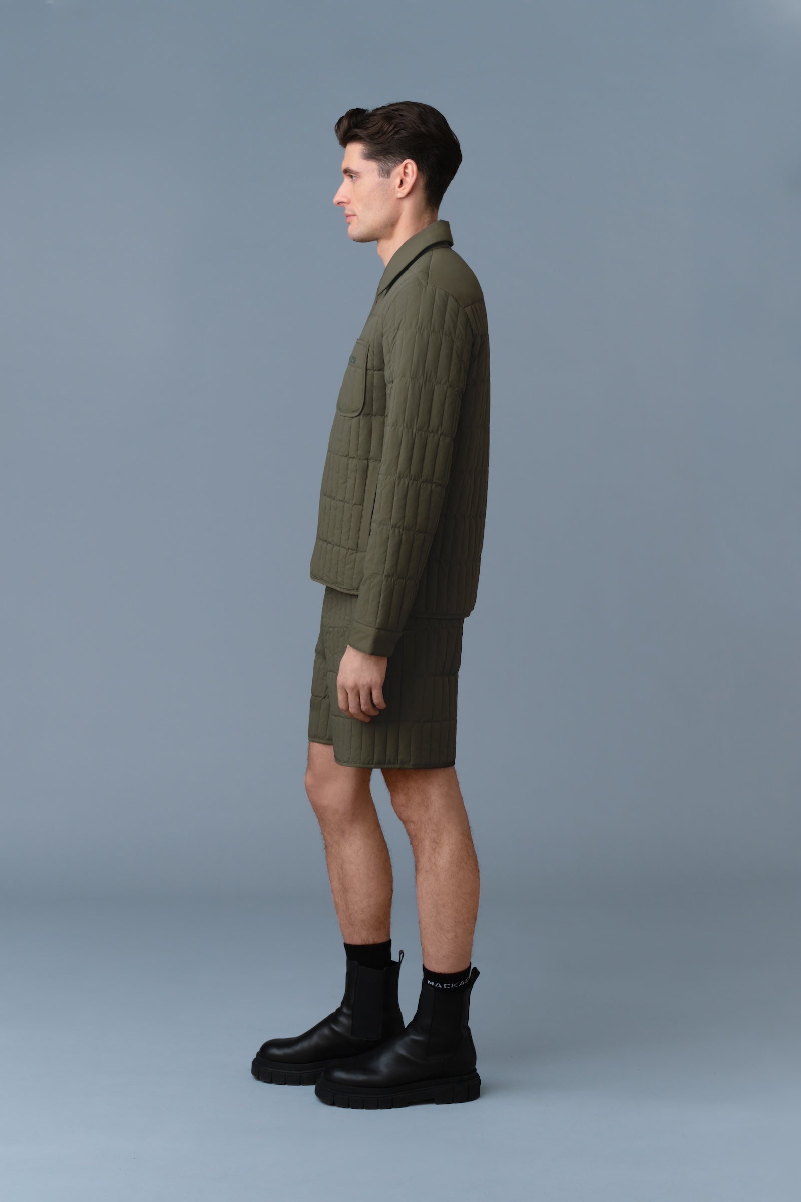 MATEO Vertical Quilted Jacket with Spread Collar - 3