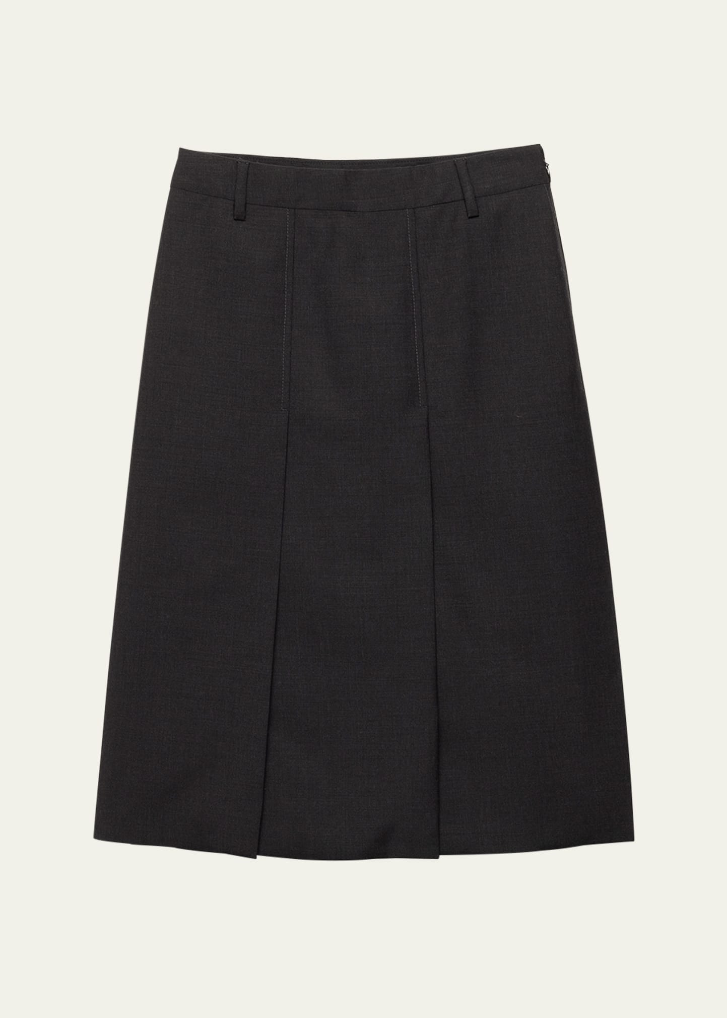 Grisaglia Check Pleated Slit Skirt - 1