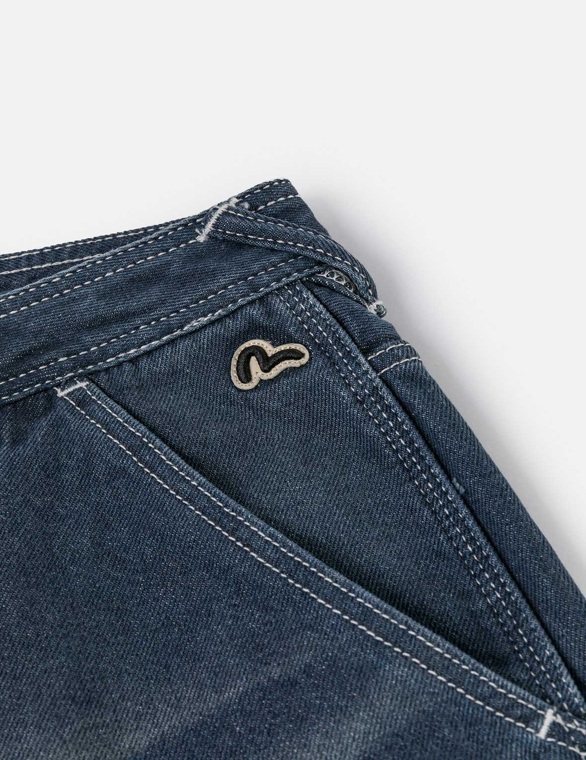 Distressed Seagull Print Loose Fit Cargo Jeans - 8
