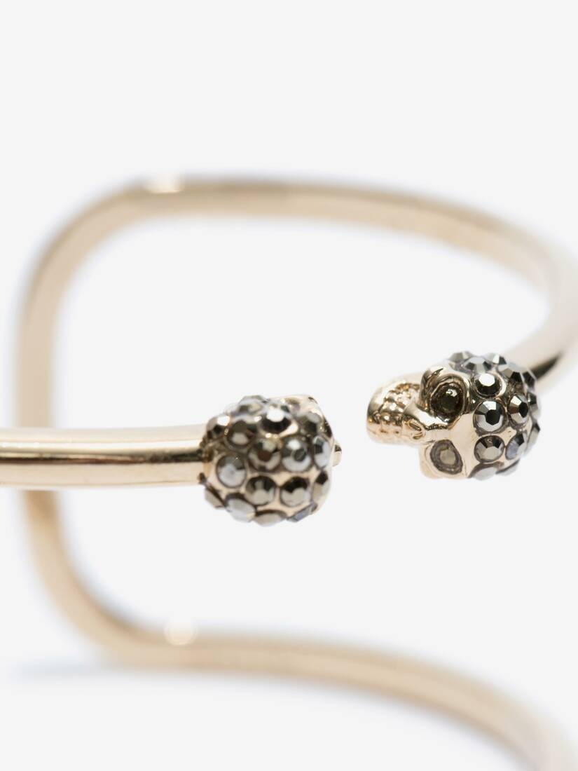Double-wrap Skull Cuff in Light Gold - 3
