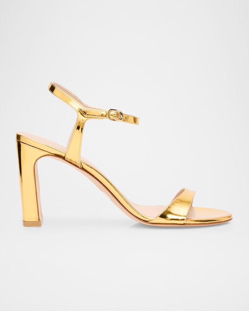 85mm Babette Metallic Leather Ankle-Strap Sandals 1